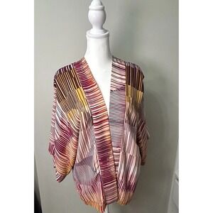 Cabi Women's Kimono XS Print Top Stripes Colorful Lightweight A3